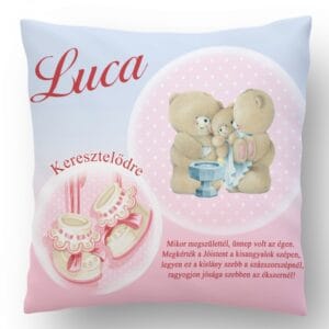 Ajándék párna Keresztelőre MACKÓS