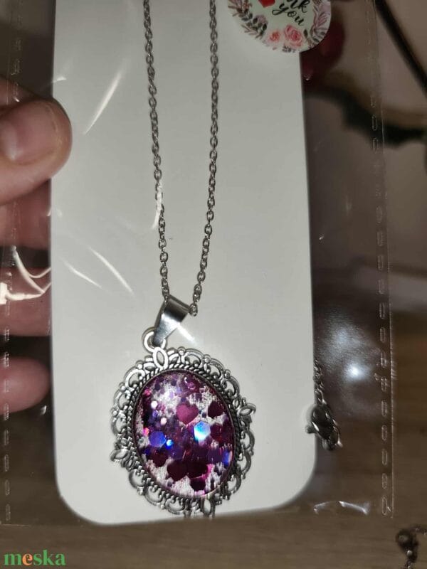 Csodaszép lila vintage hatású nyaklánc
