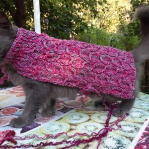 kézzel kötött, készített cicaruha, kutyaruha