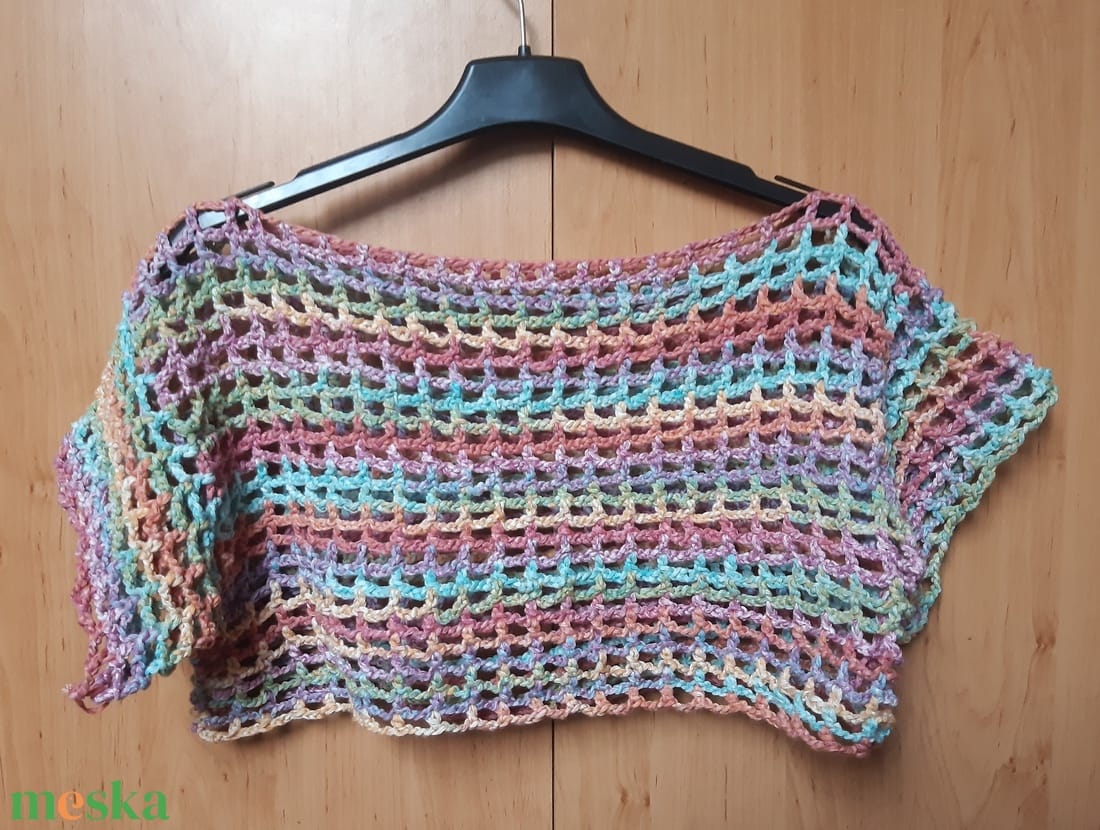 kézzel horgolt hálós, mesh top