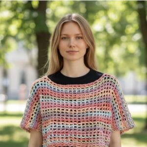 kézzel horgolt hálós, mesh top