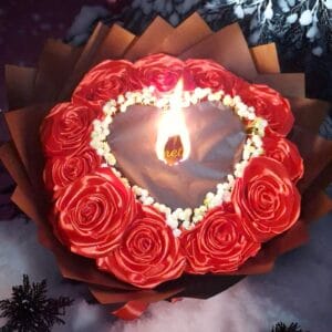 Burning Bouquet Classic – Égő szív örökrózsa csokor (11 szál)