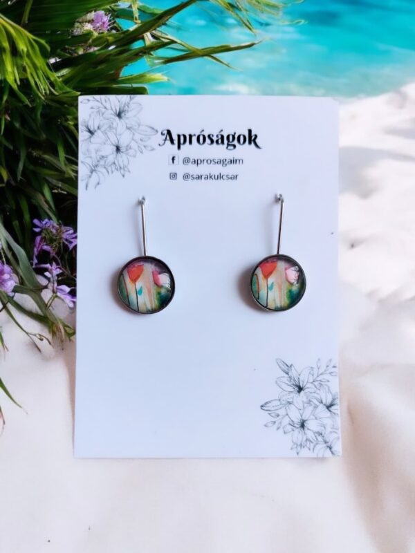 Piros tulipános kis trópusi fülbevaló