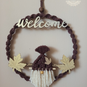 Makramè „Welcome” őszi ajtódísz