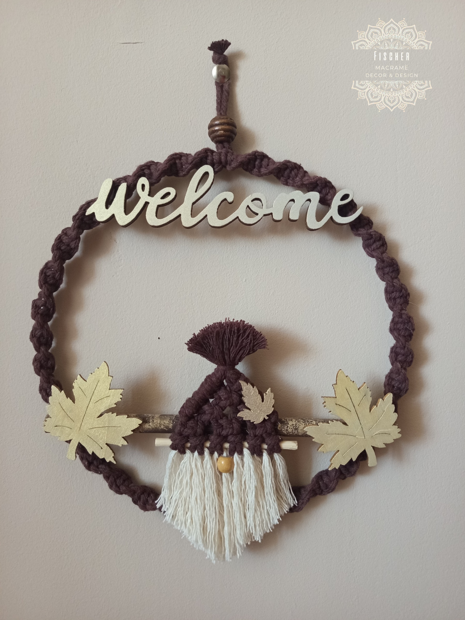 Makramè „Welcome” őszi ajtódísz
