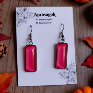 Pink színű téglalap fülbevaló