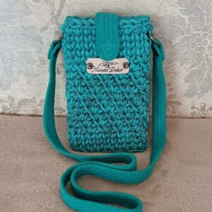 Manda horgolt telefon tartó „blue lagoon”