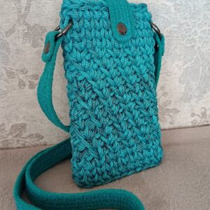 Manda horgolt telefon tartó „blue lagoon”