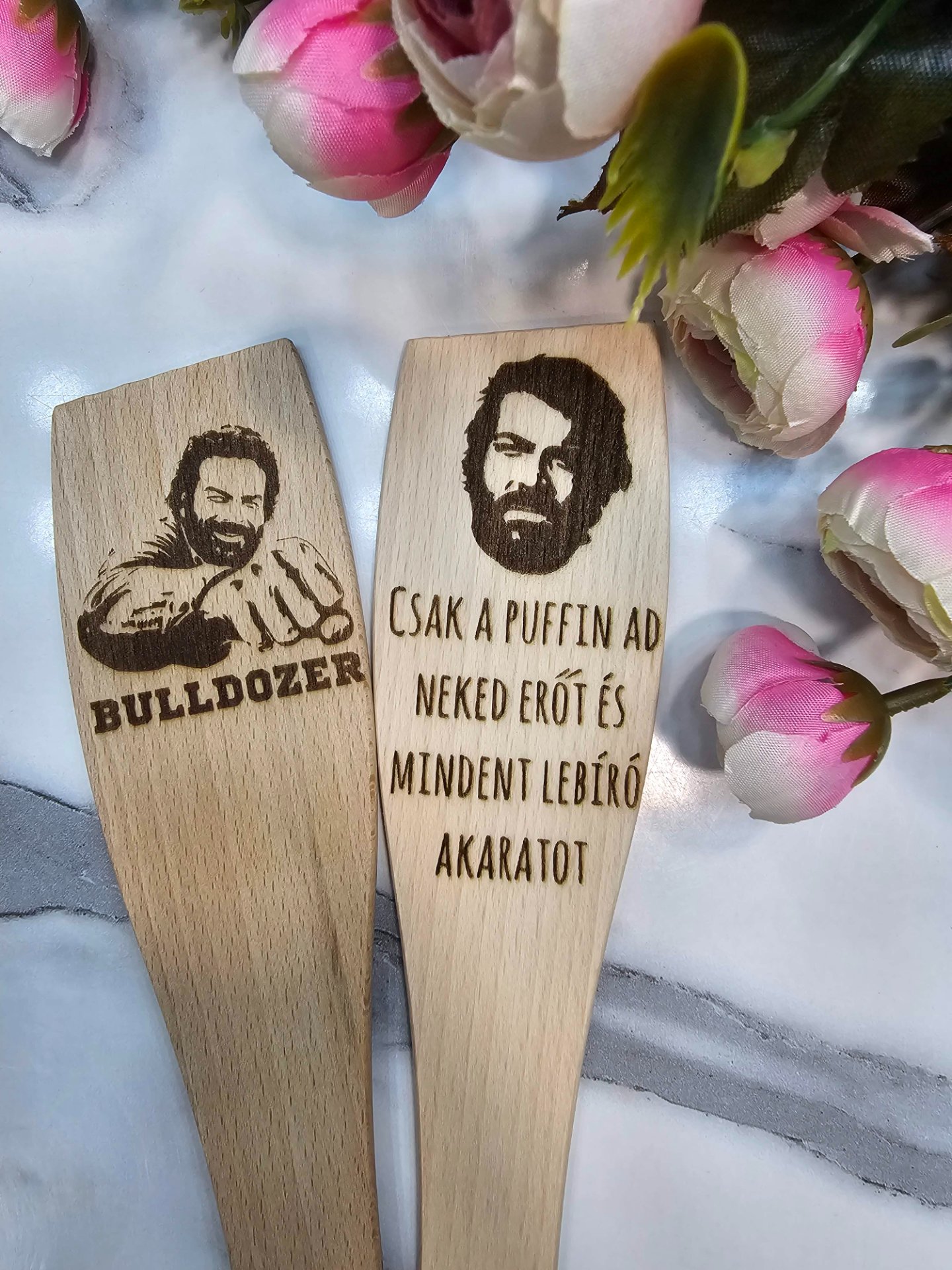 Bud Spencer gravírozott fakanál pár