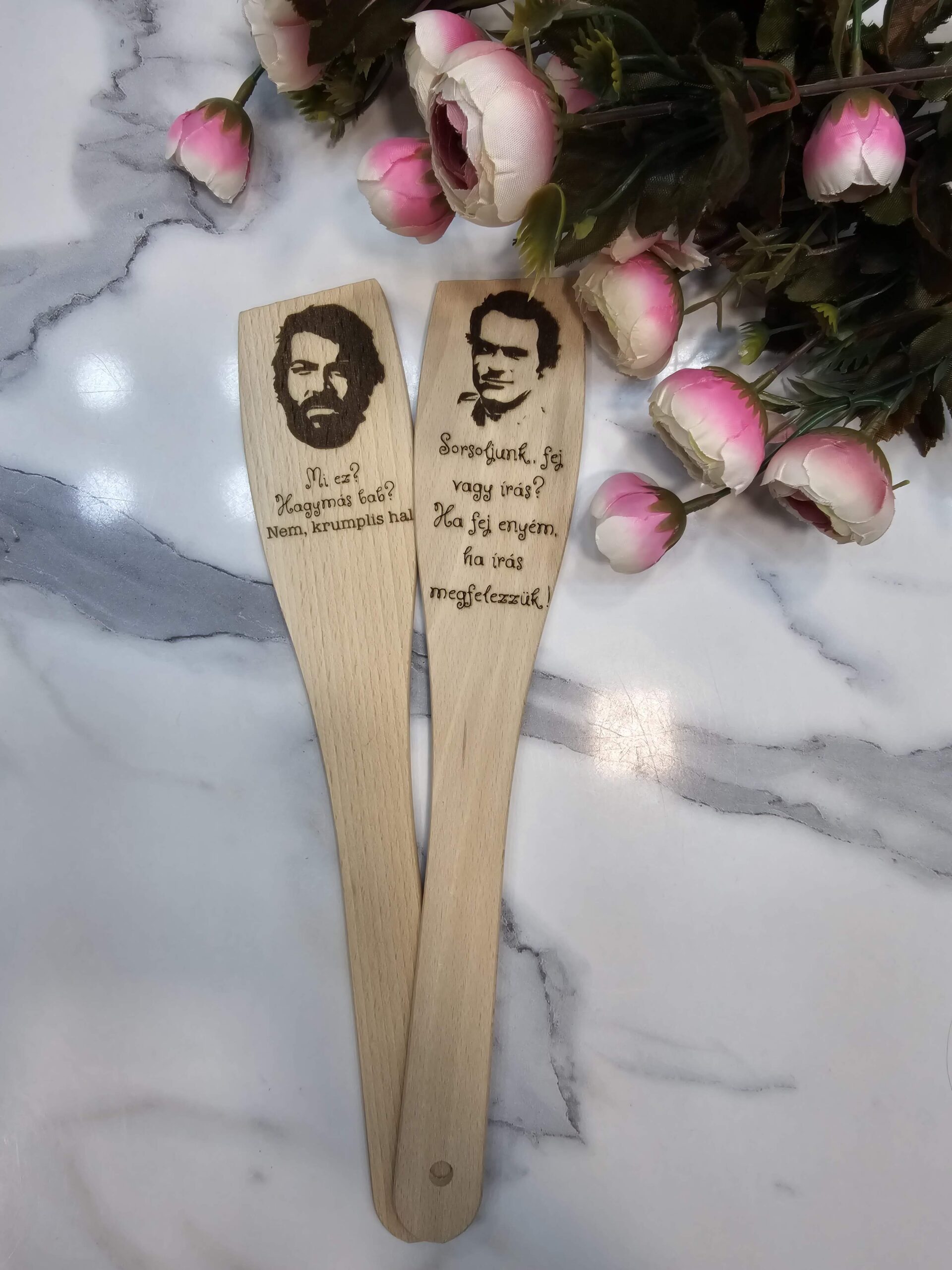 Bud Spencer és Terrence Hill gravírozott fakanál pár