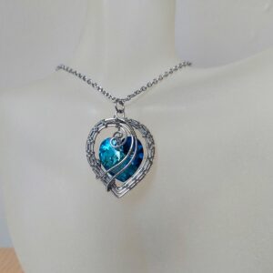 Acél szív nyaklánc nagy swarovski kristállyal