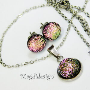Csillogó rózsaszín dichroic üveg ékszerszett