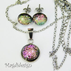 Csillogó rózsaszín dichroic üveg ékszerszett