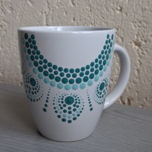 Pontfestett mandala bögre türkiz mintával