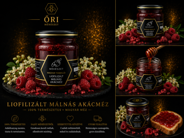 Liofilizált málnás akácméz 250 gramm