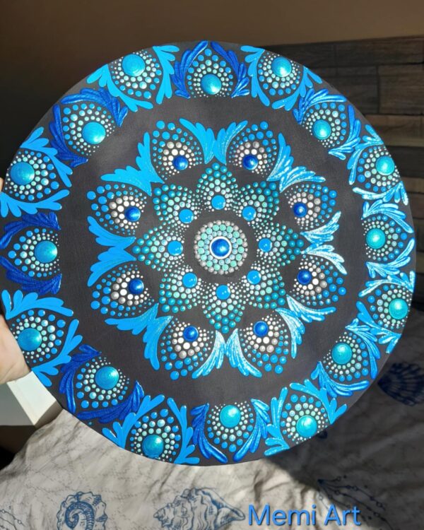 Kék mandala 30cm kör