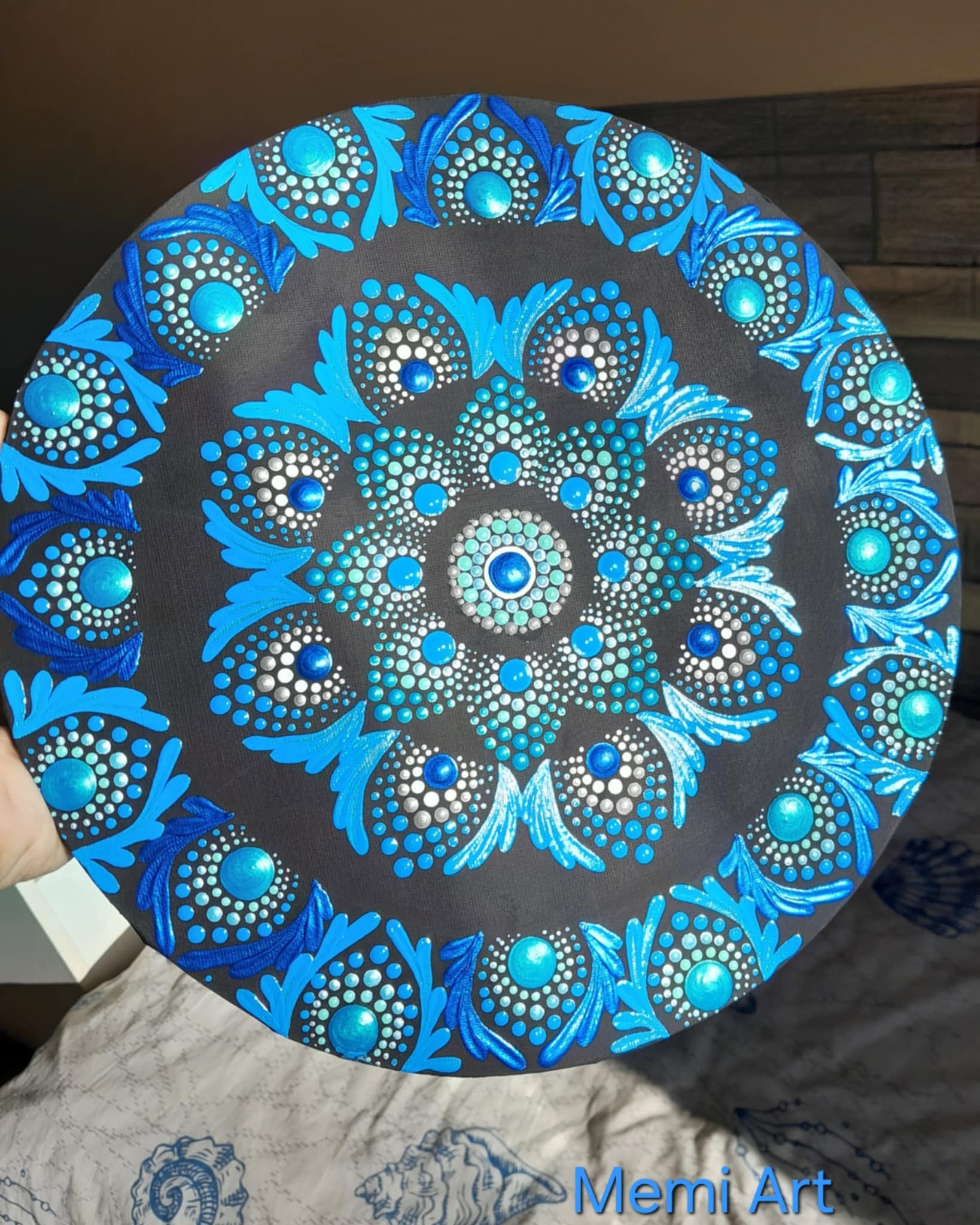 Kék mandala 30cm kör