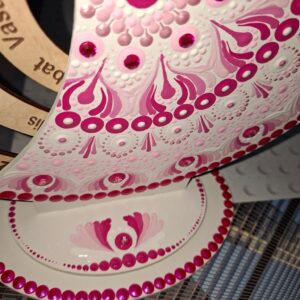 Öröknaptár 25cm rózsaszín mandala mintával fehér alapra