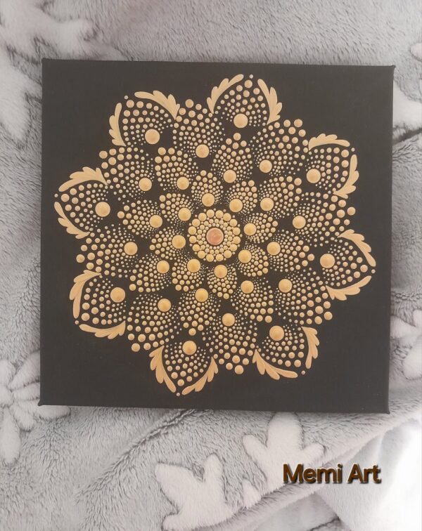 Fekete-arany 20x20cm mandala