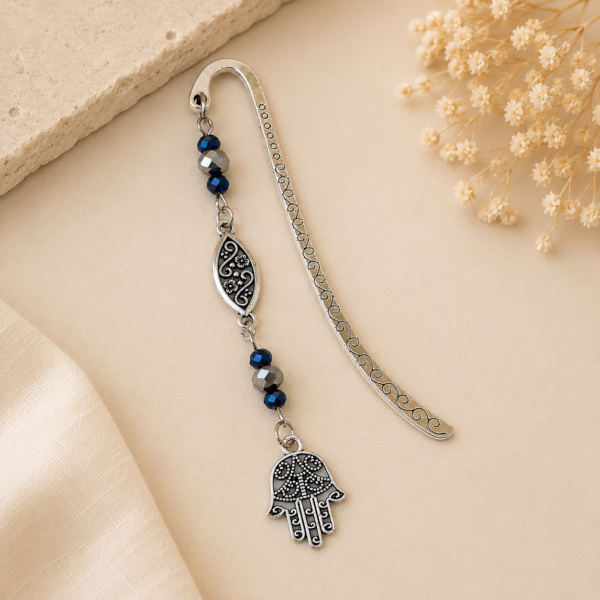 Hamsa kéz charm könyvjelző kristálygyöngyökkel