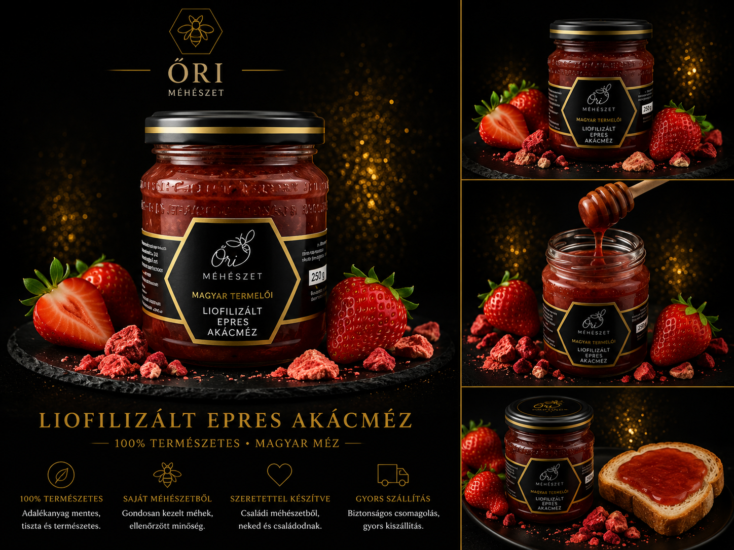 Liofilizált epres akácméz 250 gramm
