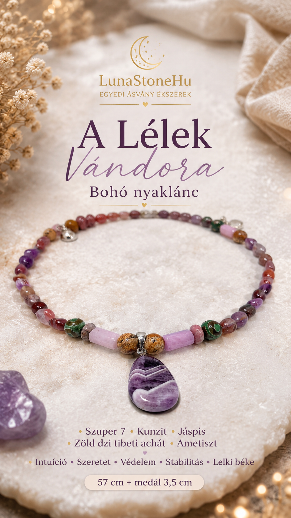 A lélek vándora – Bohó nyaklánc egyedi darab