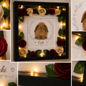 Kisállat Emlékfény Box – Háncsvirág díszítéssel