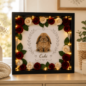 Kisállat Emlékfény Box – Háncsvirág díszítéssel