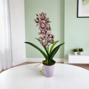 Élethű nagy méretű egyszálas lila pöttyös csónakorchidea ORC111LI