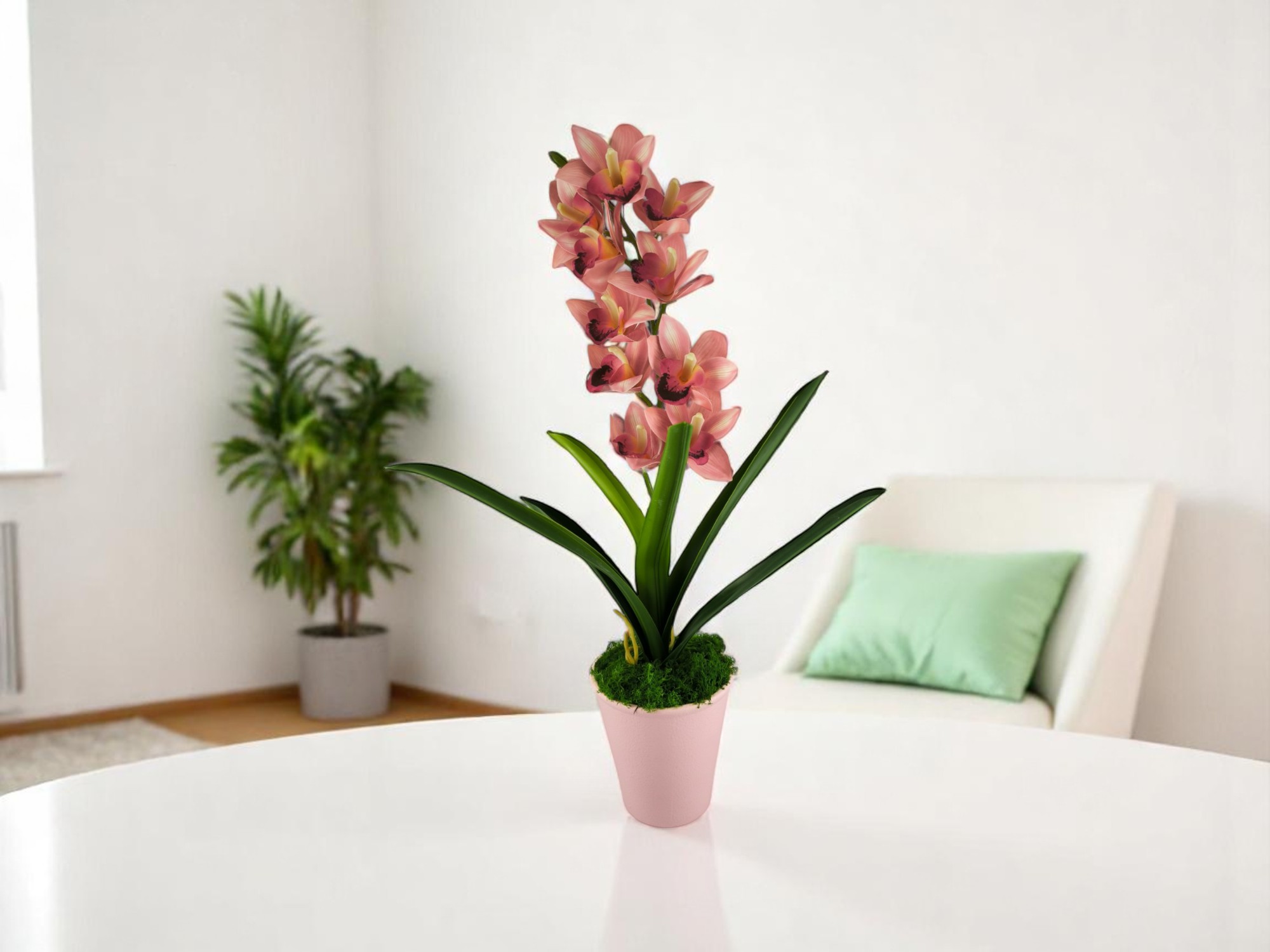 Élethű nagy méretű egyszálas élénk rózsaszín csónakorchidea ORC112PK