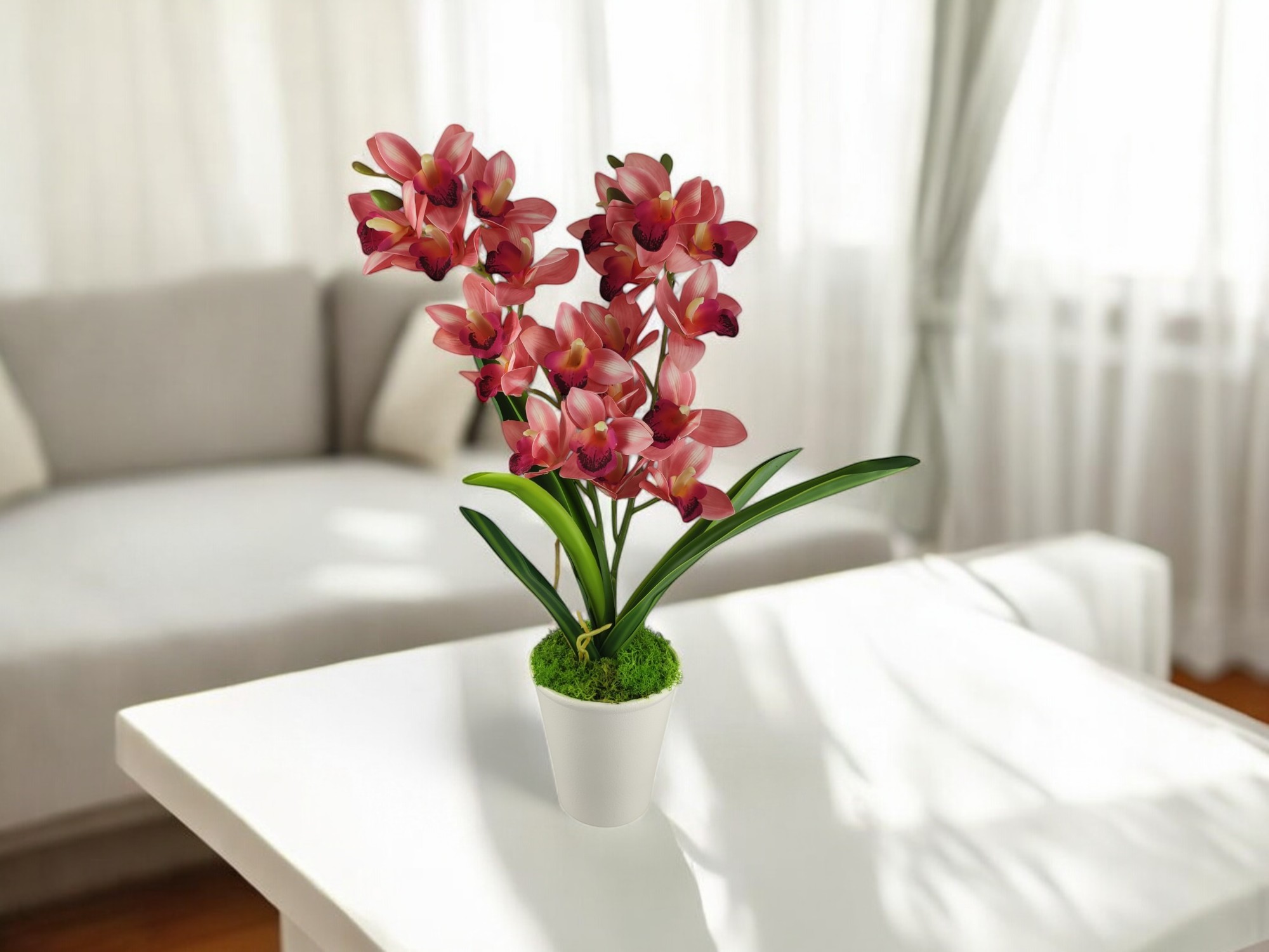 Pink kétszálas élethű csónakorchidea ORC209