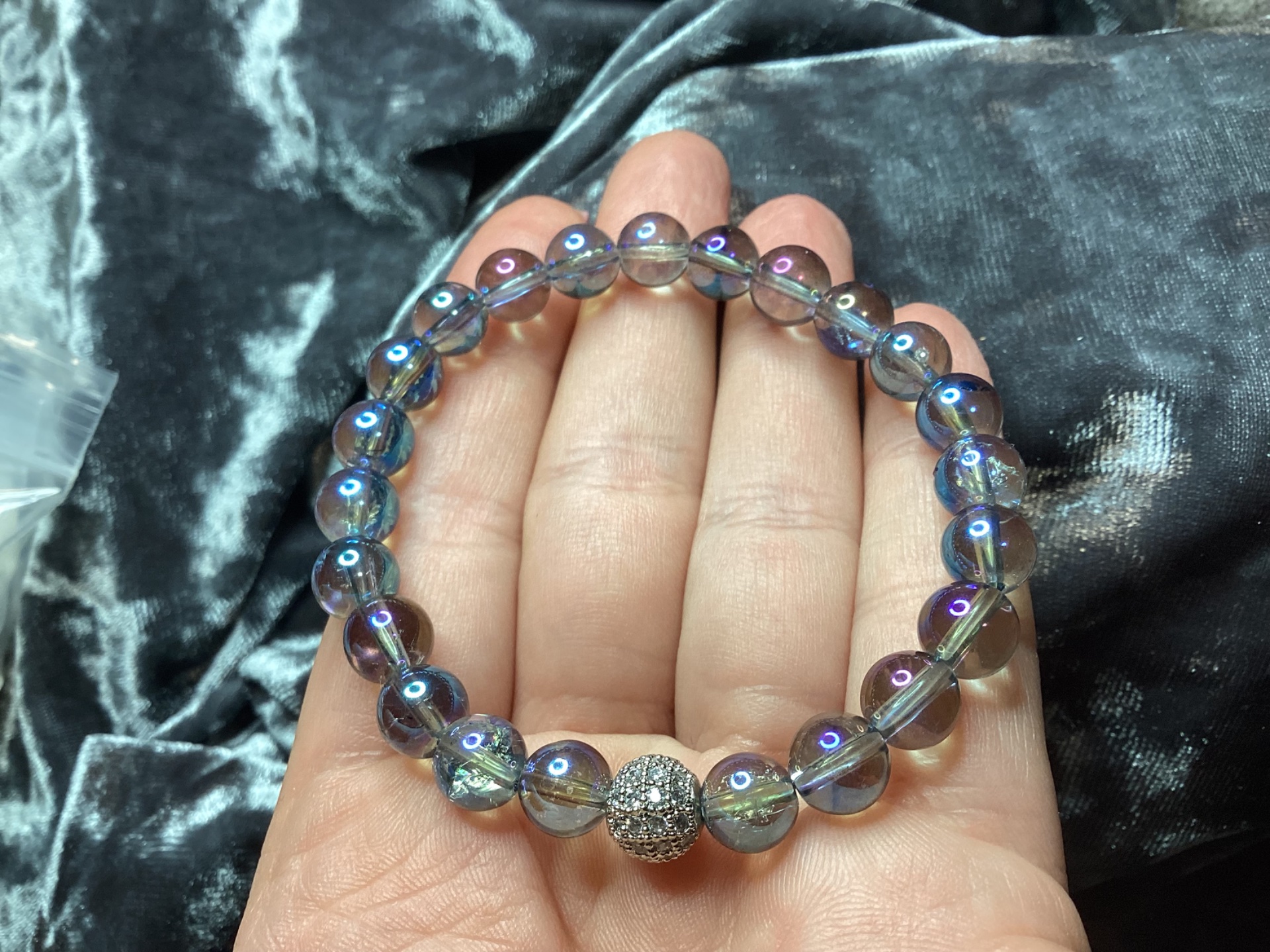 Aqua Aura karkötő cirkónia díszítőelemmel – 8 mm | 16 cm