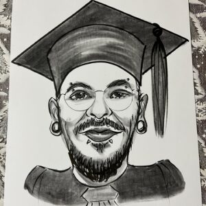 Ballagási/diplomaosztós karikatúra