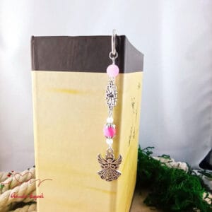 Angyal könyvjelző pink gyöngyökkel