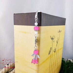 Angyal könyvjelző pink gyöngyökkel
