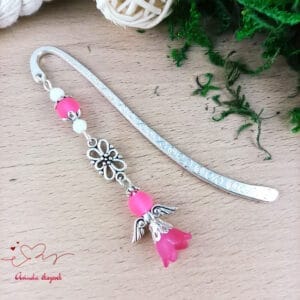 Angyal könyvjelző pink gyöngyökkel