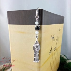 Big Ben könyvjelző fekete gyöngyökkel