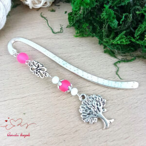 Életfa könyvjelző pink gyöngyökkel