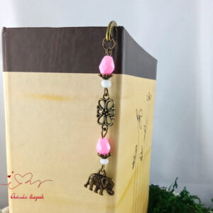 Elefánt könyvjelző pink gyöngyökkel