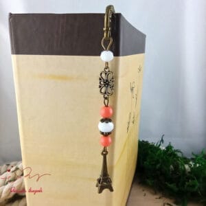 Eiffel torony könyvjelző narancs gyöngyökkel