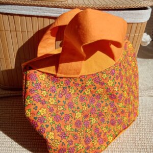 Narancssárga virágos randitáska, alkalmi kistáska, textil vidám táska