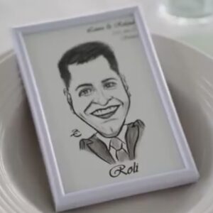 Karikatúrás ültető kértya esküvőre