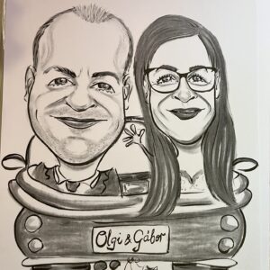 Kreatív pénzátadó karikatúra esküvőre