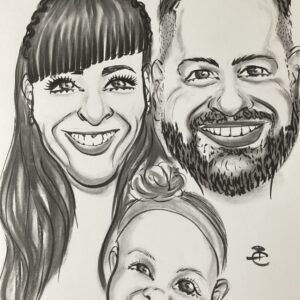 Családi 3 fős karikatúra