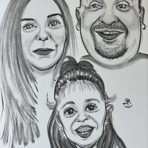 Családi 3 fős karikatúra
