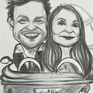Kreatív pénzátadó karikatúra esküvőre