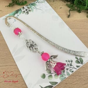 Angyal könyvjelző pink gyöngyökkel
