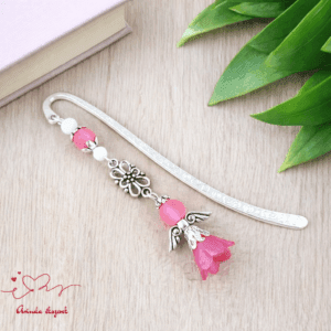 Angyal könyvjelző pink gyöngyökkel