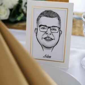 Karikatúrás ültető kértya esküvőre