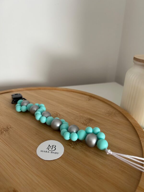Spirál cumilánc – menta-ezüst